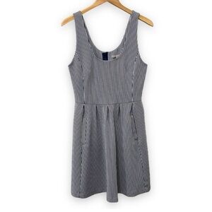 Banana Republic Navy and White Striped Sleeveless Fit-and-Flare Dress